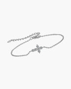 Women's delicate silver 925 bracelet with sparkling cubic zirconia cross pendant and adjustable chain