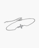 Small Moissanite Cross Bracelet in Sterling Silver
