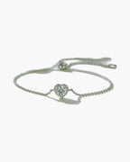 Women's silver 925 bolo bracelet with a sparkling heart-shaped diamond pendant
