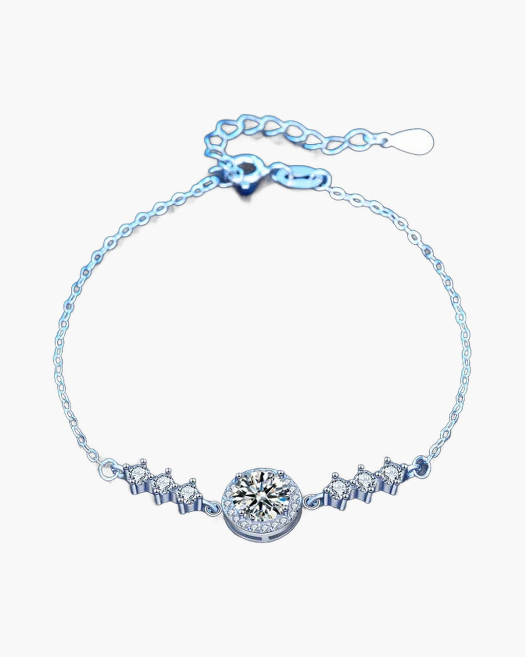 Elegant women's silver 925 bracelet with sparkling round and baguette cut cubic zirconia stones