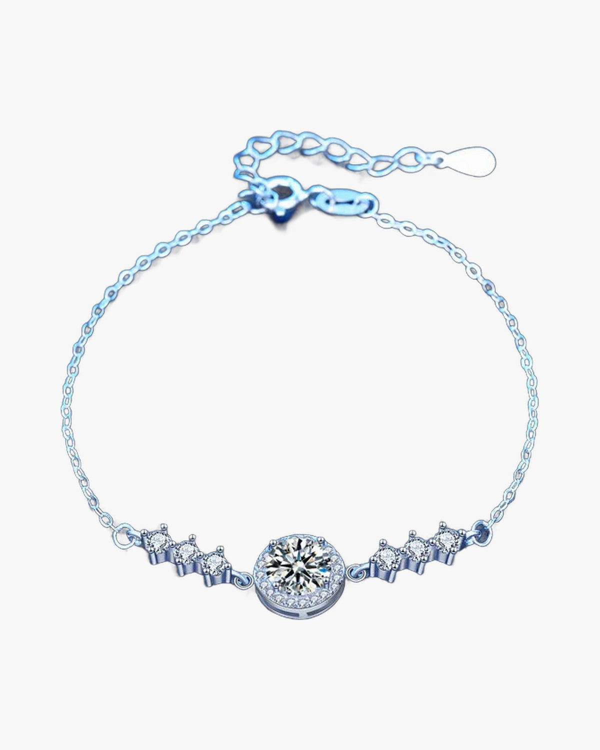 Elegant women's silver 925 bracelet with sparkling round and baguette cut cubic zirconia stones