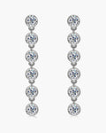 Dangling women's silver 925 earrings with multiple round brilliant cut cubic zirconia stones