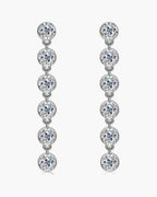 Dangling women's silver 925 earrings with multiple round brilliant cut cubic zirconia stones