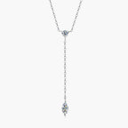 Elegant women's silver 925 lariat necklace with sparkling round and marquise cut gemstones