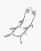 Elegant women's silver 925 dangle earrings with sparkling cubic zirconia stones and delicate chains