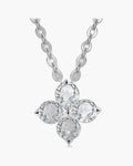 Sparkling silver 925 women's necklace with a four-leaf clover pendant featuring brilliant cubic zirconia