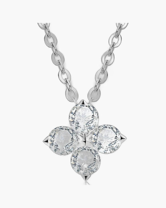 Sparkling silver 925 women's necklace with a four-leaf clover pendant featuring brilliant cubic zirconia