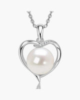 Freshwater Pearl Pendant Necklace with Moissanite Heart