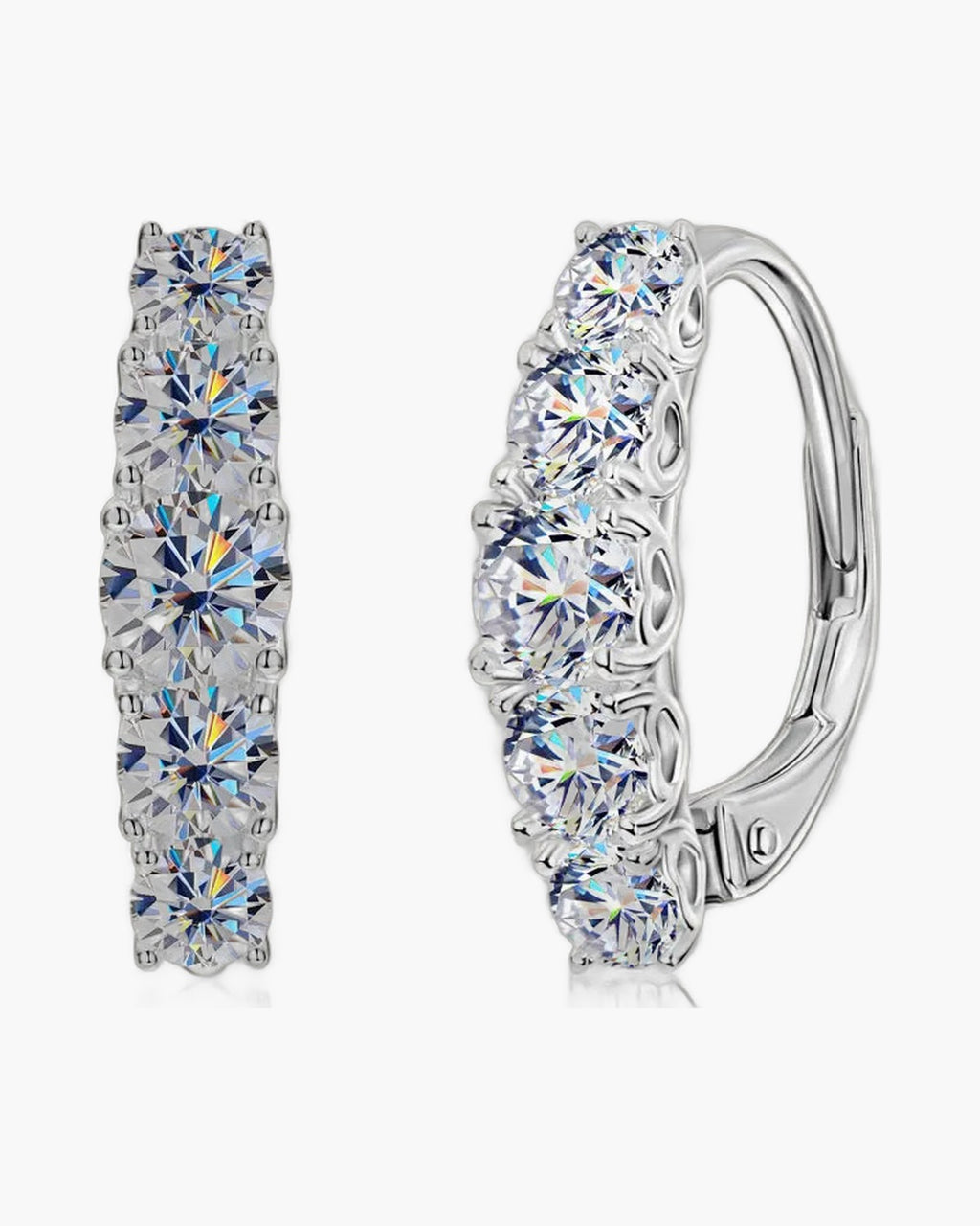 Sparkling silver 925 hoop earrings for women with graduated moissanite stones