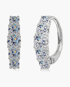 Sparkling silver 925 hoop earrings for women with graduated moissanite stones