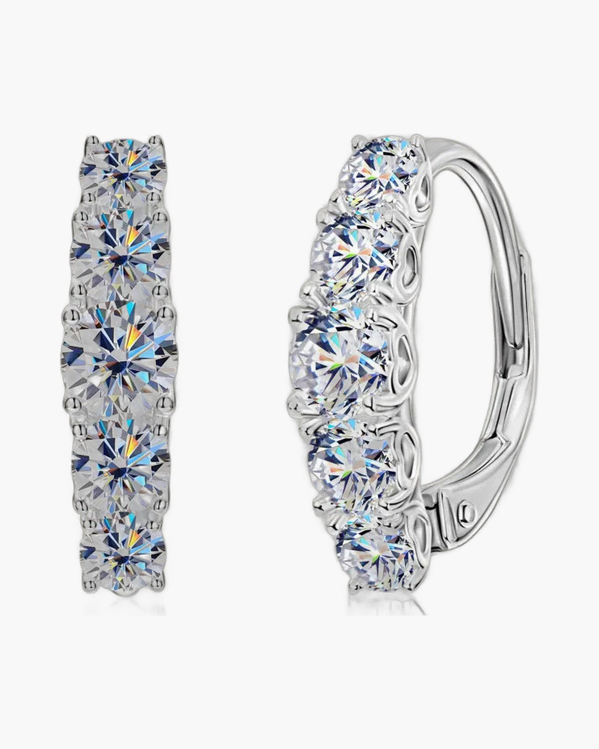 Sparkling silver 925 hoop earrings for women with graduated moissanite stones