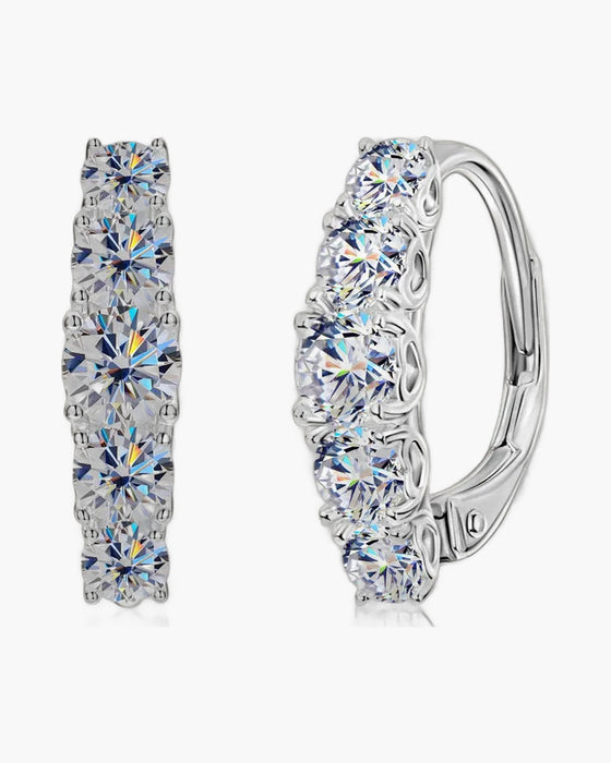 Sparkling silver 925 hoop earrings for women with graduated moissanite stones