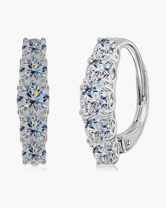 Sparkling silver 925 hoop earrings for women with graduated moissanite stones