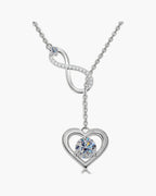 Women's silver 925 infinity necklace with sparkling cubic zirconia and heart pendant