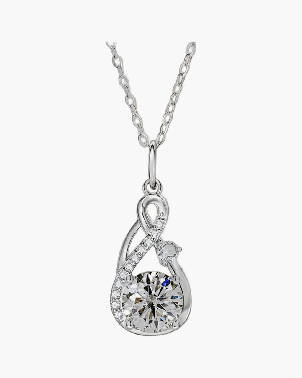 Women's elegant silver 925 necklace with sparkling cubic zirconia stones and infinity design