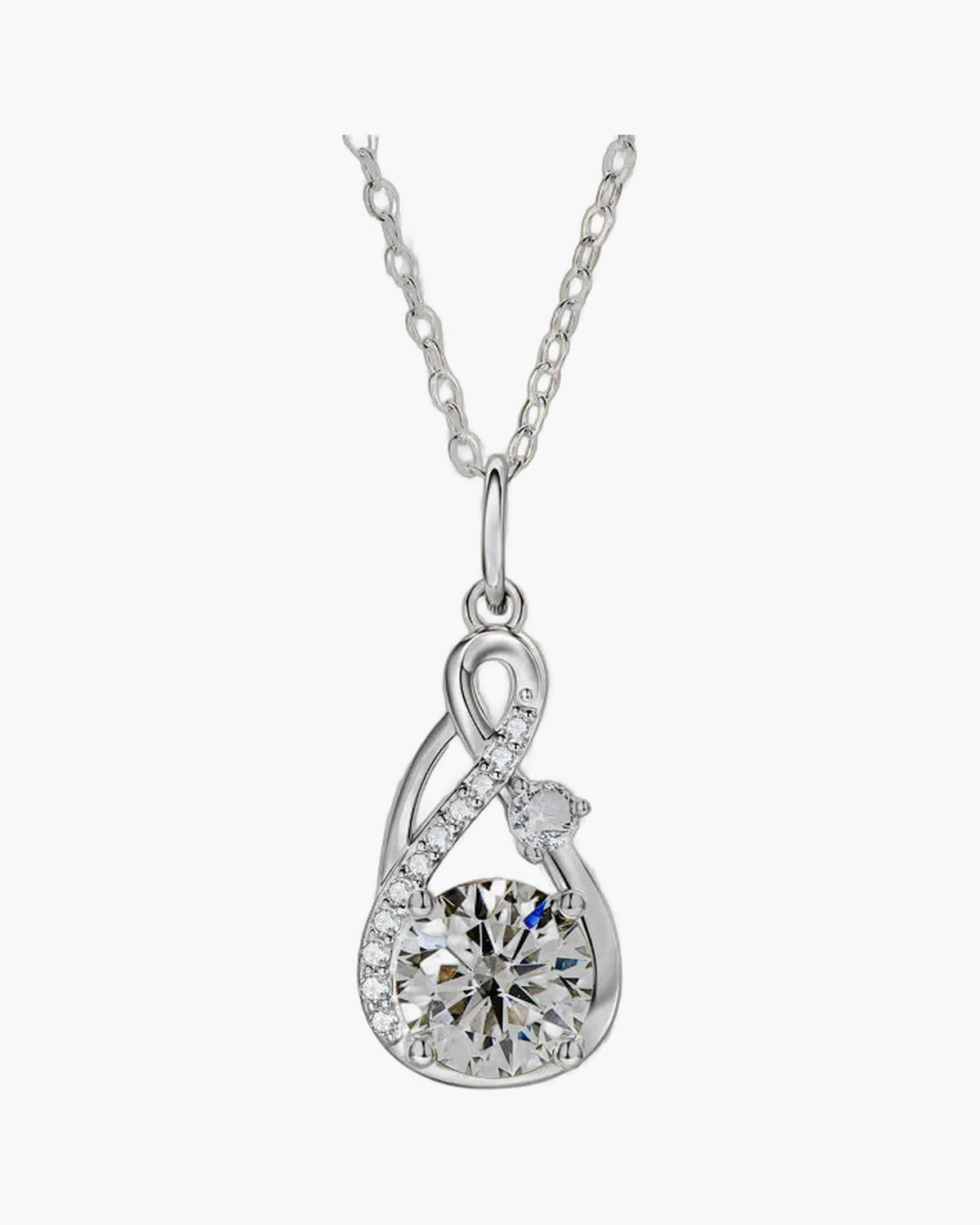 Women's elegant silver 925 necklace with sparkling cubic zirconia stones and infinity design