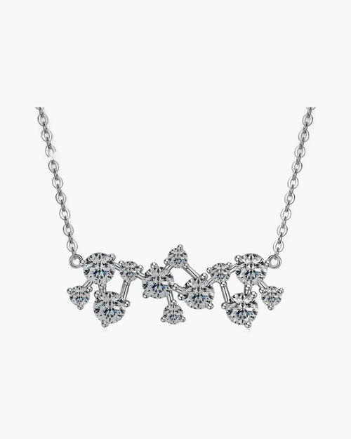Women's sterling silver necklace with a cluster of round brilliant cut cubic zirconia stones