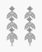 Elegant women's silver 925 drop earrings with sparkling cubic zirconia in a leaf design