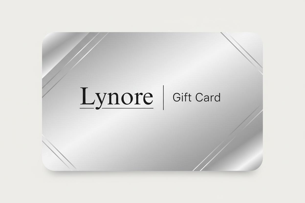 Lynore Gift Card argent sur blanc