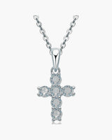 Classic Moissanite Cross Necklace in Silver