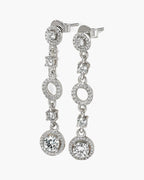 Elegant women's silver 925 dangle earrings with sparkling cubic zirconia stones and halo accents