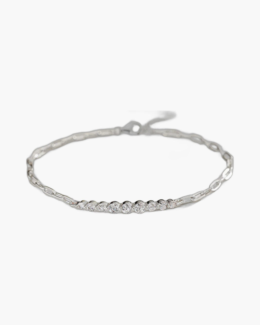 Elegant women's silver 925 bracelet with sparkling cubic zirconia stones on a delicate chain