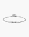 Women's silver 925 chain link bracelet with a line of sparkling round cubic zirconia