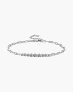 Women's silver 925 chain link bracelet with a line of sparkling round cubic zirconia