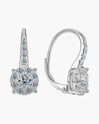 Sparkling silver 925 leverback earrings for women with brilliant round cut cubic zirconia stones