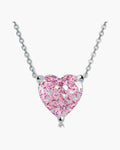 Silver 925 chain necklace with a sparkling pink heart-cut zirconia pendant for women