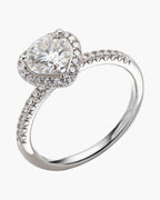 Sparkling women's silver 925 ring with large central diamond and halo setting