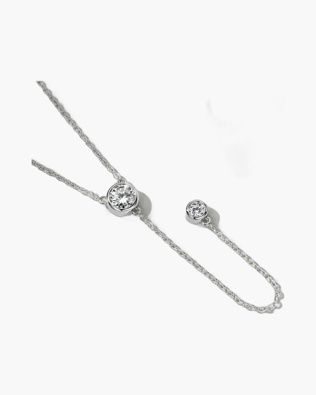 Elegant women's silver 925 necklace with sparkling bezel-set cubic zirconia stones and delicate chain