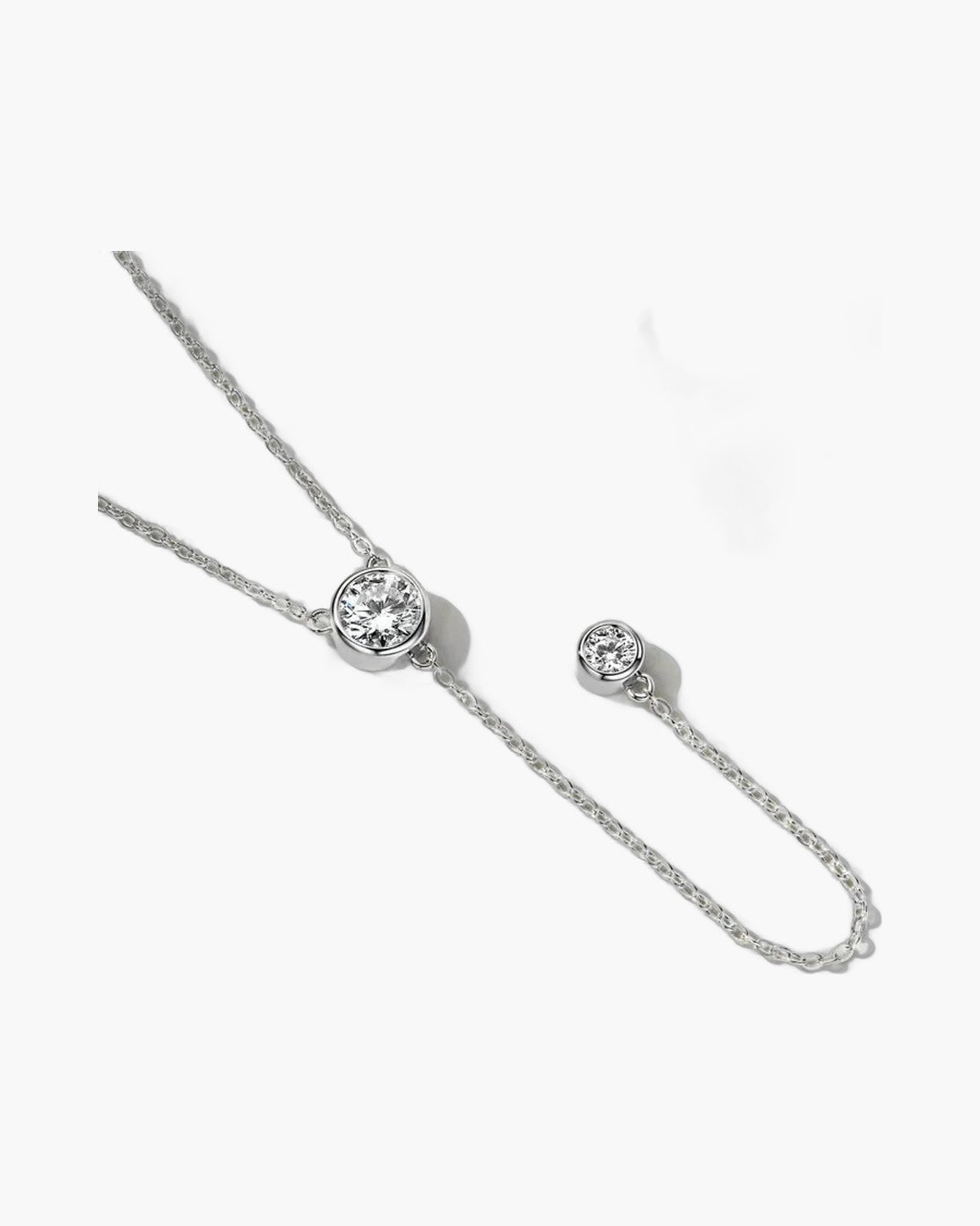 Elegant women's silver 925 necklace with sparkling bezel-set cubic zirconia stones and delicate chain