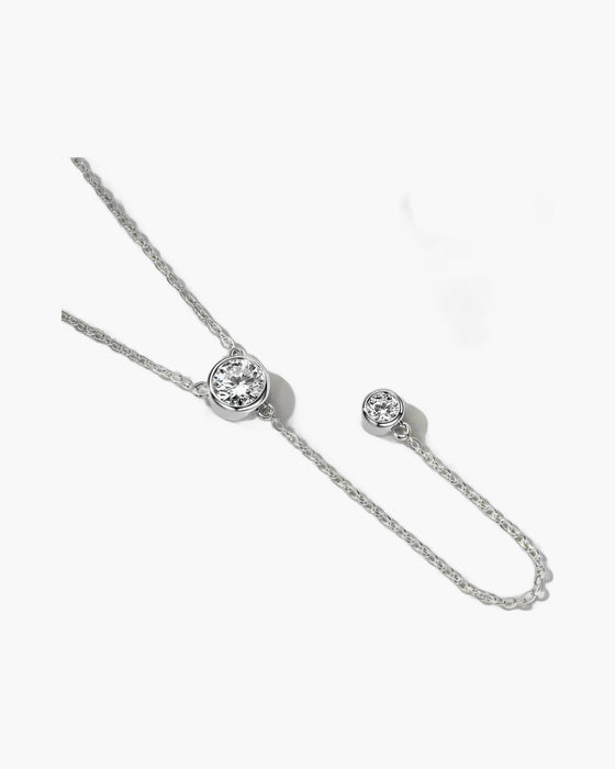 Elegant women's silver 925 necklace with sparkling bezel-set cubic zirconia stones and delicate chain