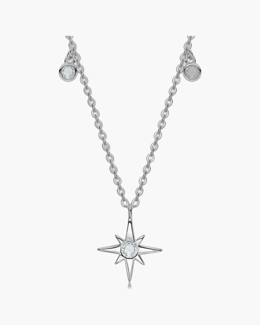 Women's silver 925 necklace with a star pendant and sparkling round cubic zirconia stones