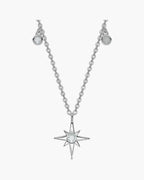 Women's silver 925 necklace with a star pendant and sparkling round cubic zirconia stones