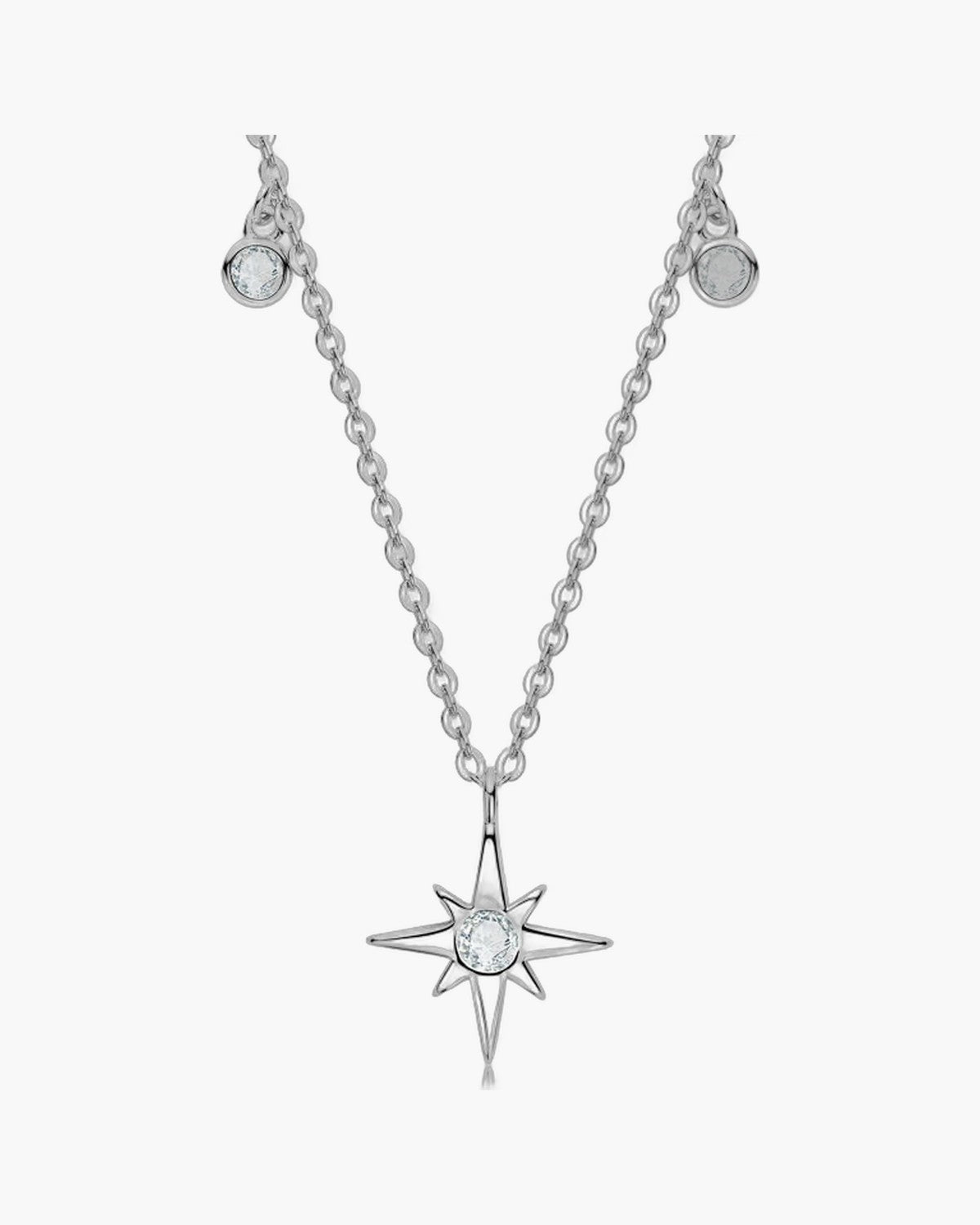 Women's silver 925 necklace with a star pendant and sparkling round cubic zirconia stones