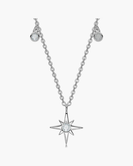 Women's silver 925 necklace with a star pendant and sparkling round cubic zirconia stones