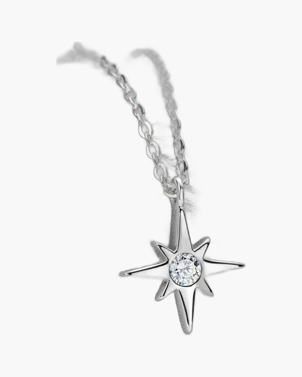 Women's silver 925 necklace with a star-shaped pendant featuring a sparkling clear stone