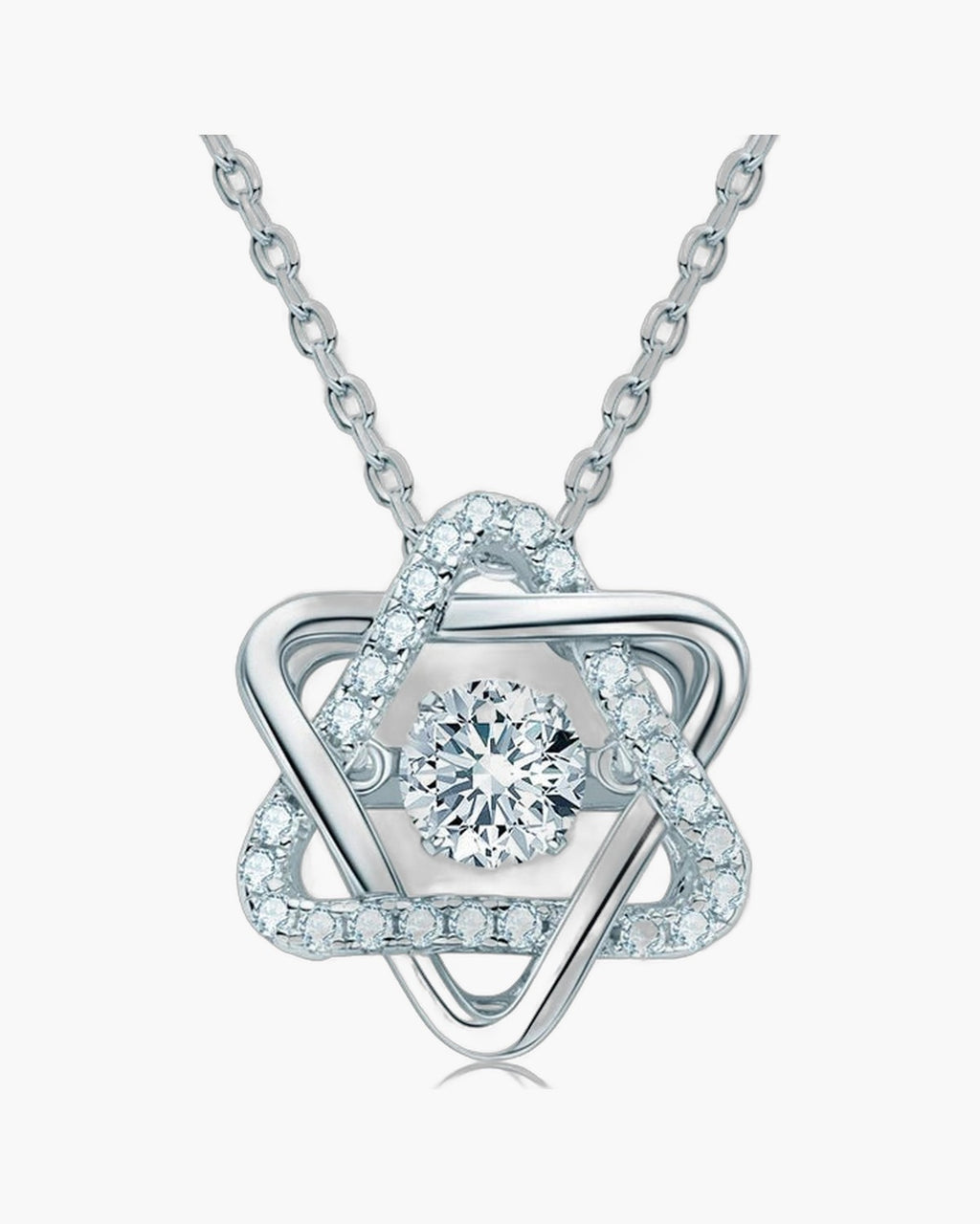Women's silver 925 necklace with a star-shaped pendant featuring a sparkling central diamond