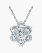 Women's silver 925 necklace with a star-shaped pendant featuring a sparkling central diamond