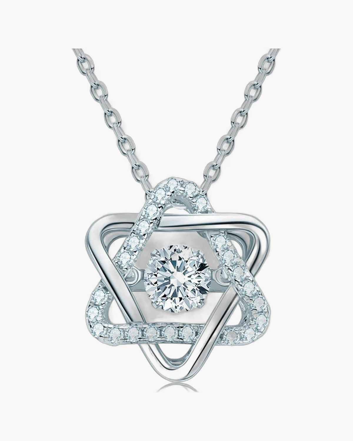 Women's silver 925 necklace with a star-shaped pendant featuring a sparkling central diamond