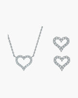 Moissanite Open Heart Necklace and Earrings Set