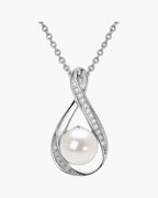 Elegant women's silver 925 necklace with a pearl pendant and sparkling cubic zirconia accents