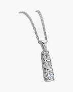 Elegant women's silver 925 necklace with three sparkling moissanite stones on a delicate chain