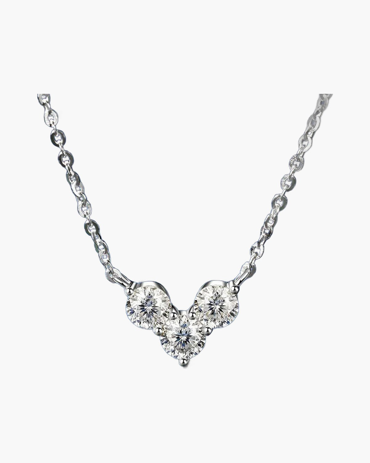 Sparkling women's silver 925 necklace with three brilliant round cut cubic zirconia stones