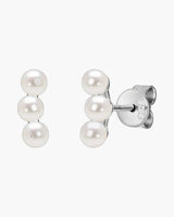Freshwater Pearl Triple Bar Stud Earrings