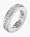 Women's silver 925 ring with two rows of sparkling cubic zirconia and intricate cutouts