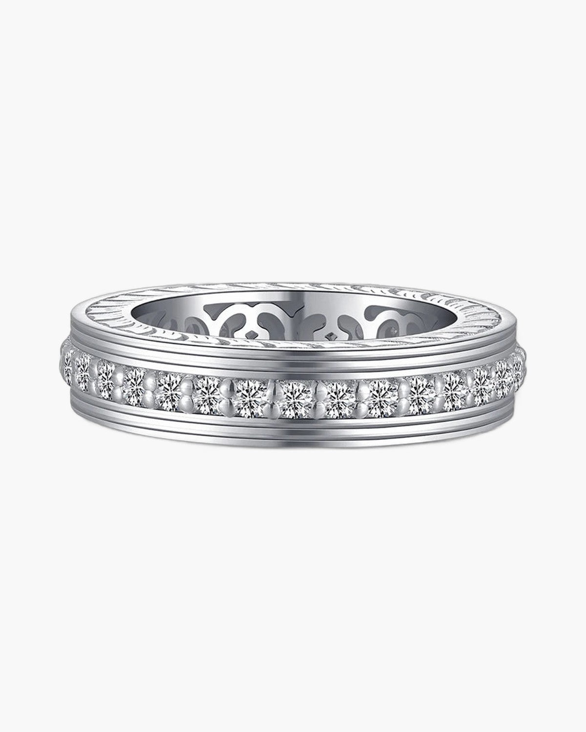 Women's silver 925 ring with two rows of sparkling clear cubic zirconia stones