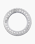 Women's sterling silver ring with intricate engraved pattern and sparkling pave stones